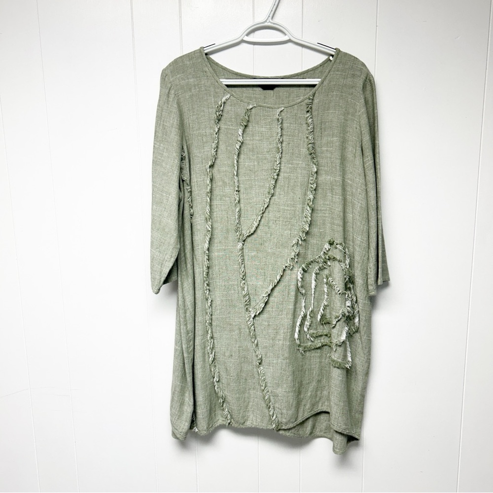 Peacock Ways Gray 100% Linen Lagenlook Tunic Extra Large